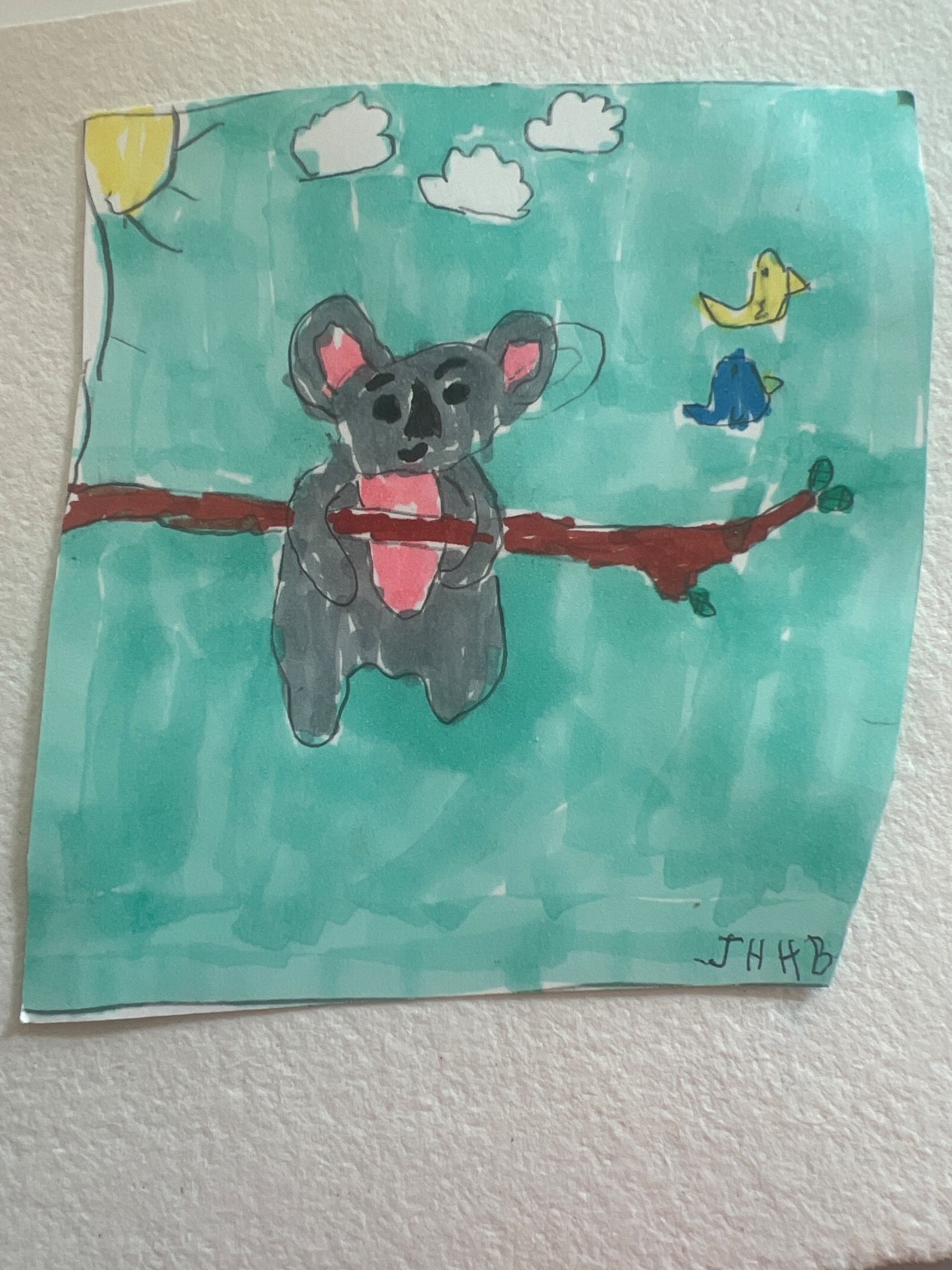 Koala On A Tree Branch. approximately 4.25 X 4.25 marker on bristol paper
