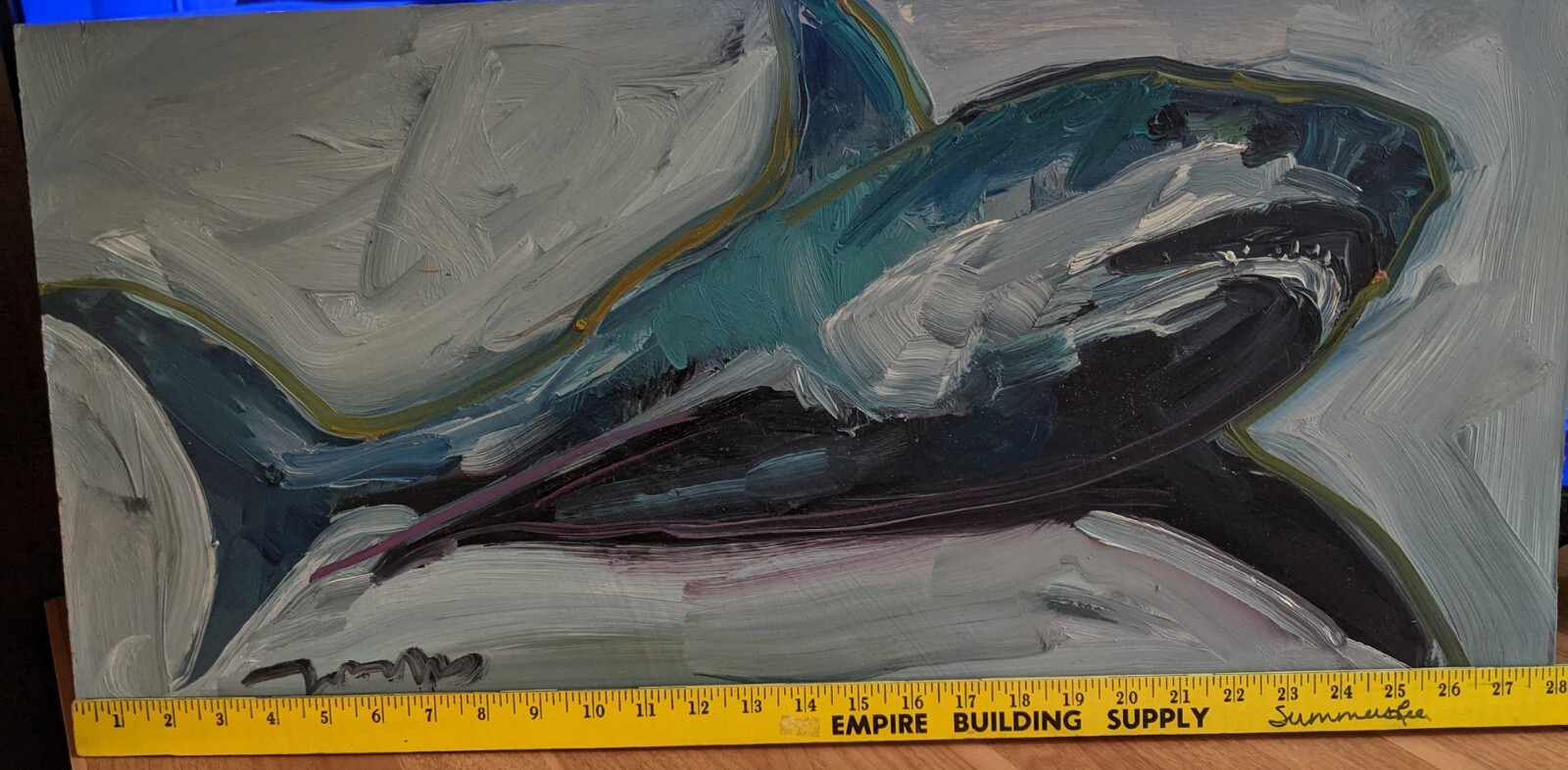 * ~ * S A L E * ~ * LARGE!! 14X28 SHARK Beach Ocean JAWS JOSE TRUJILLO