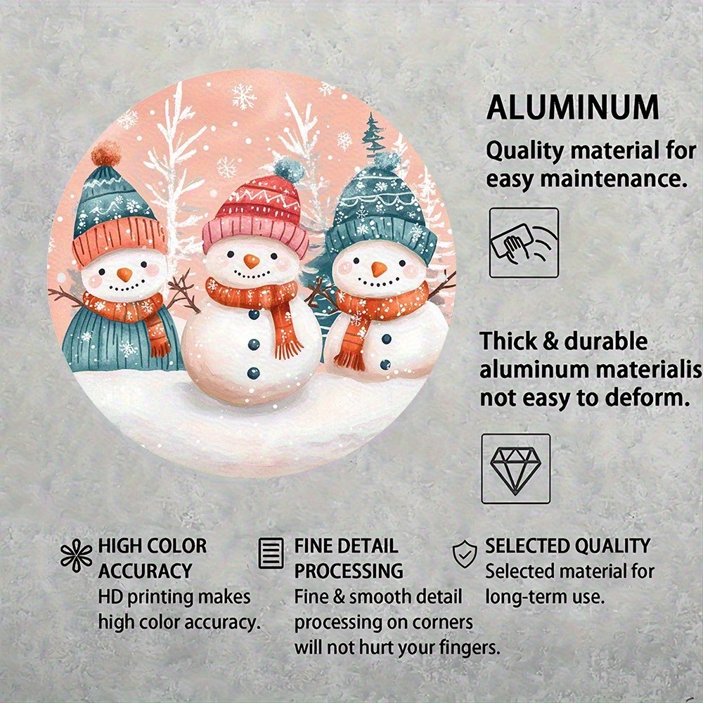 Classic Snowmen Pine Trees Holiday Scene Rust Resistant Aluminum Art