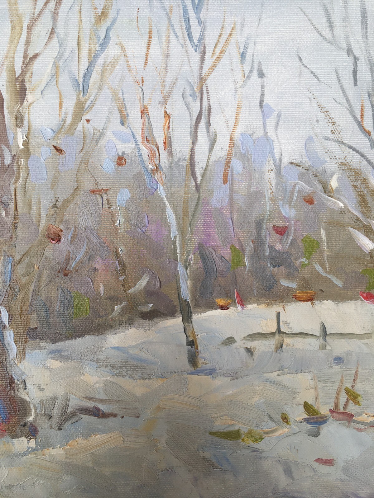 Oil painting Winter Ukrainian painter canvas Unframed original Decor landscape