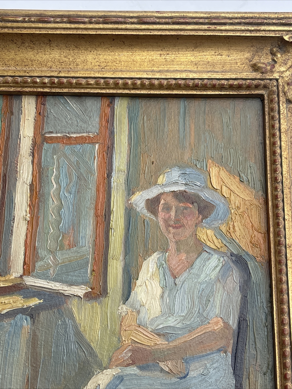 VINTAGE PAINTING PORTRAIT IMPRESSIONISM PRETTY WOMAN FEMALE MODEL MYSTERY OIL