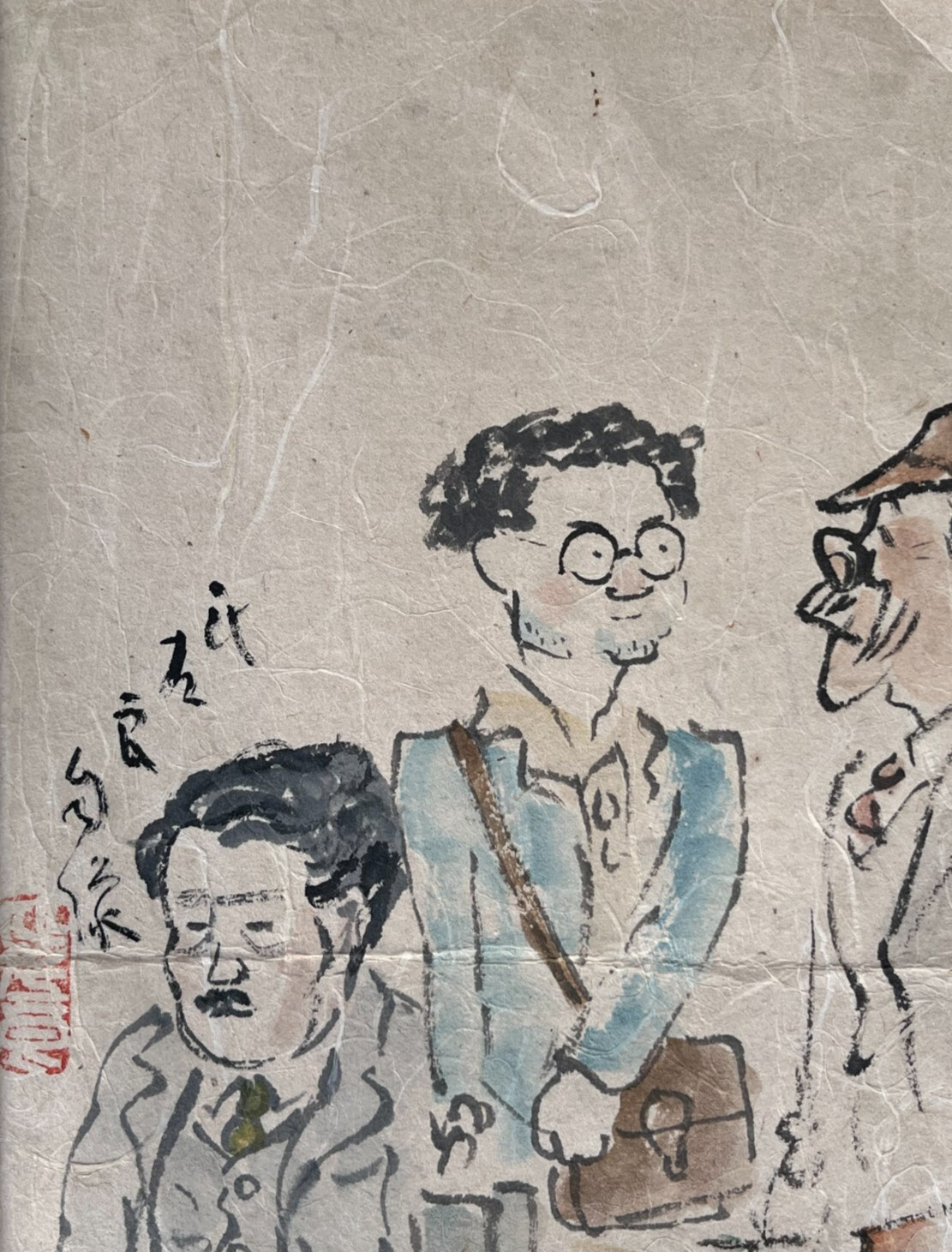 Japanese (4) Famous Artists Portraits / Ink, Watercolor on Paper. Signed. 1940’s