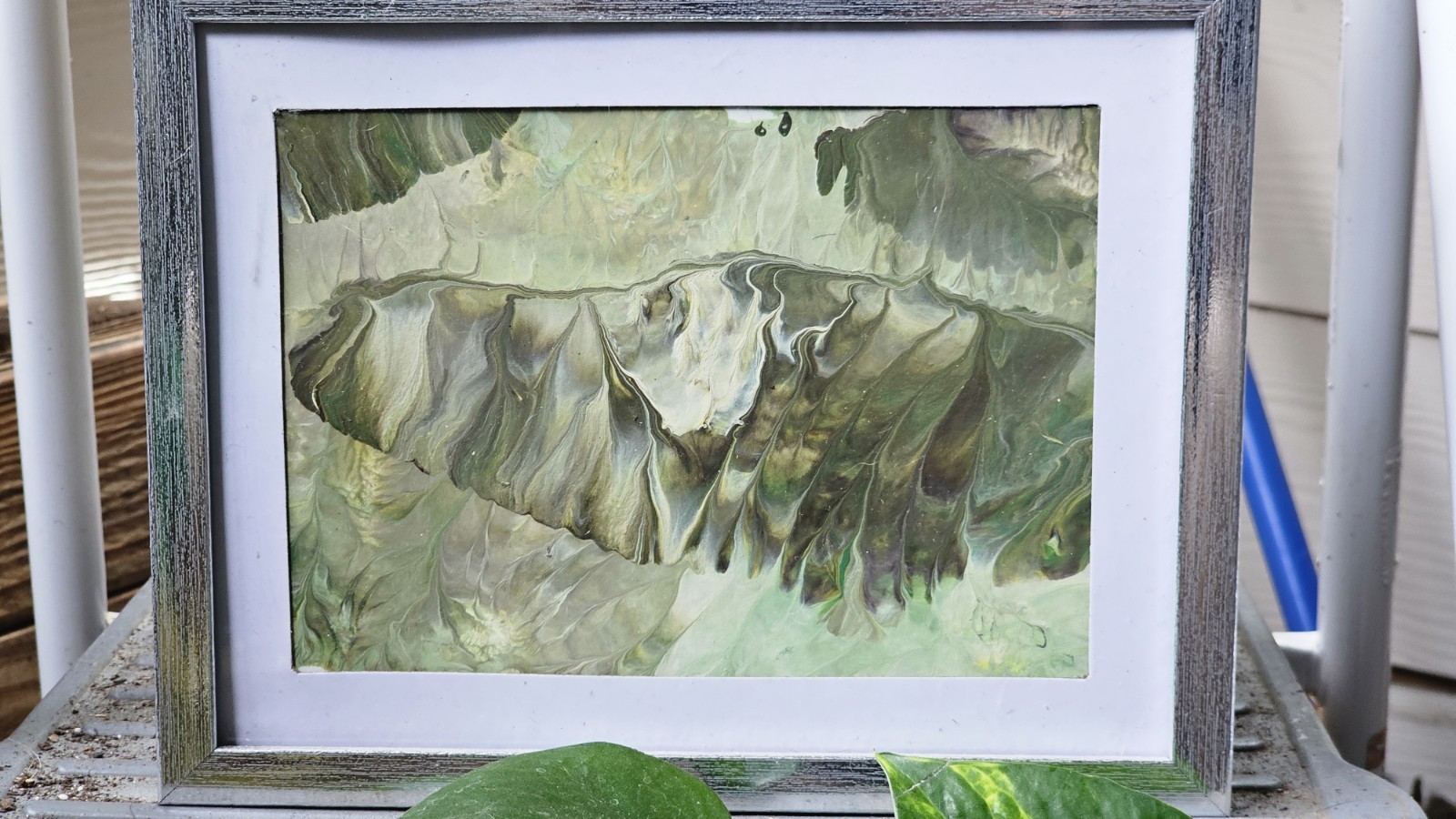 Matted & Framed Abstract Painting Wall Art – Green Art Theme, Single Piece