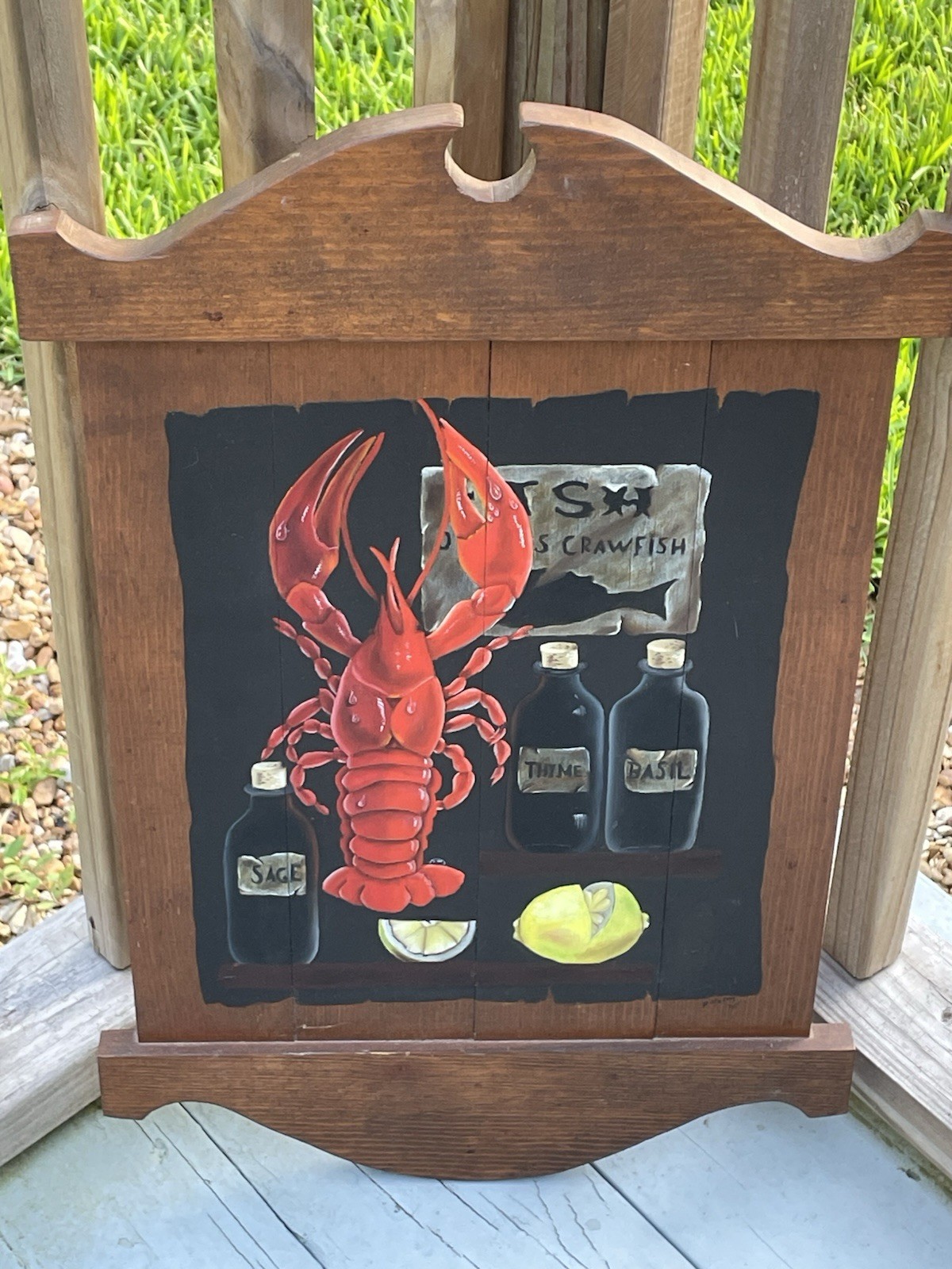 Vintage Crawfish Crayfish Wooden Wall Panel/Wood Sign/Primitive Cajun Kitchen