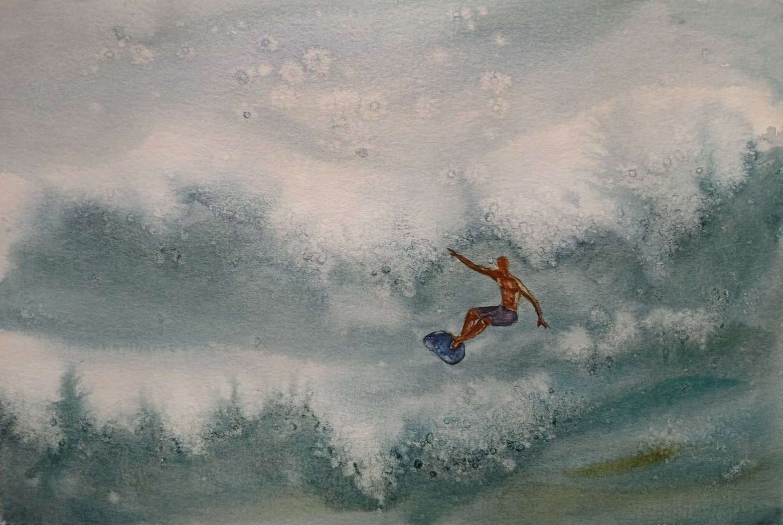 SERFING SEA SPORT Original Modern Artwork Painting Seascape Art Landscape GiftA4