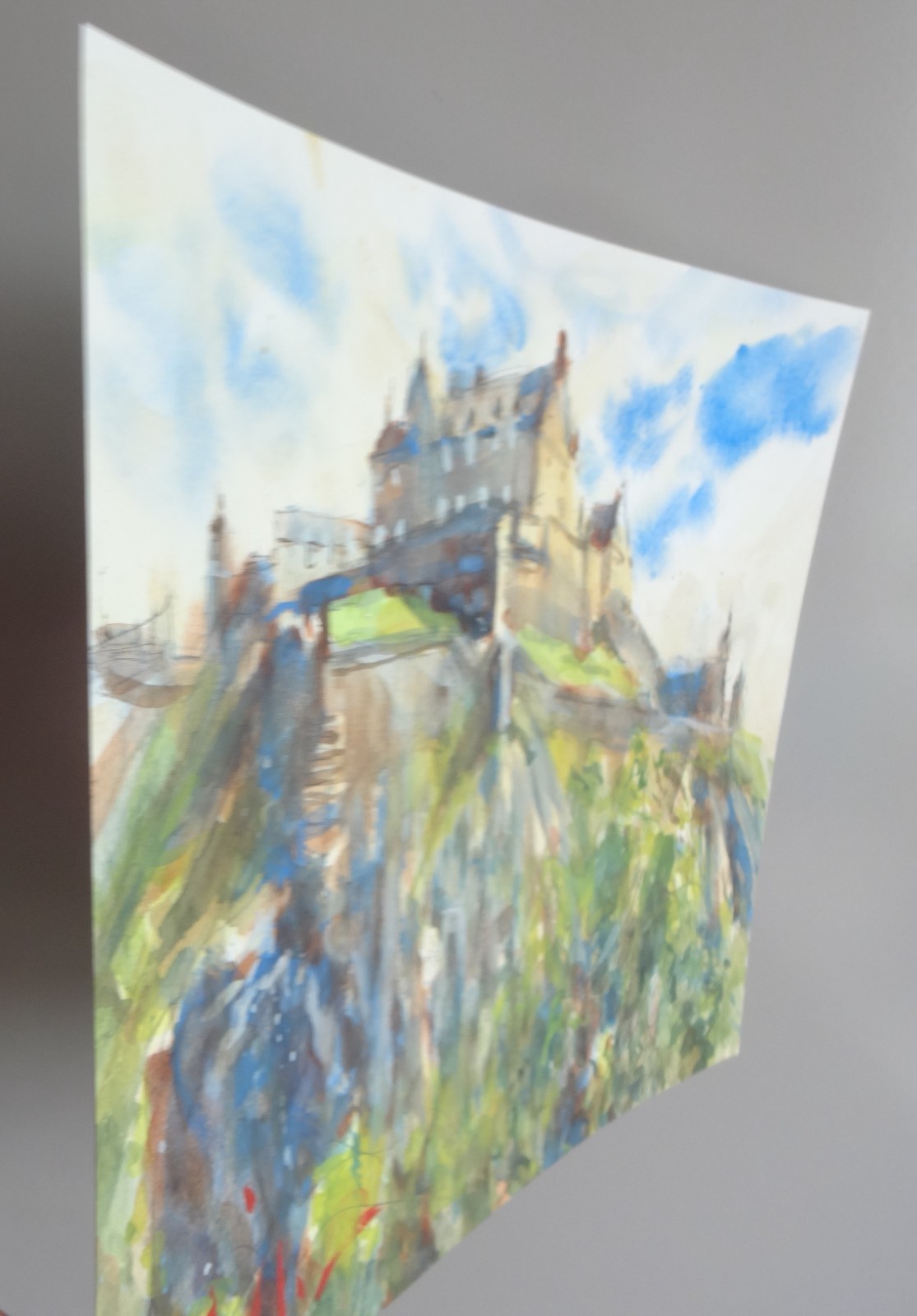 GERRY MILLER- «Edinburgh Castle». Watercolour painting on paper. 32x24cm
