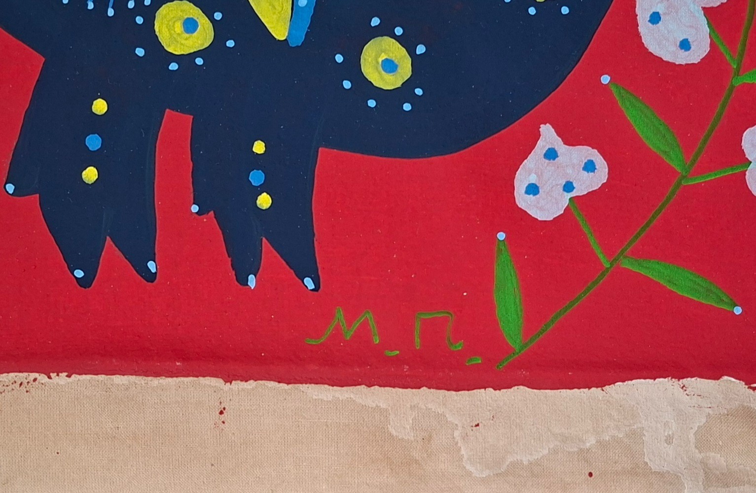 Maria Prymachenko Signed Ukrainian Folk Art Painting on Canvas – Rare Artwork
