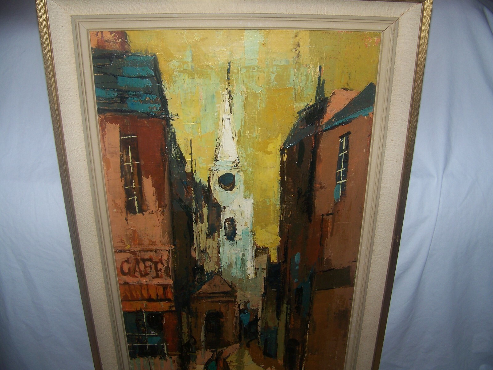 Guy 63? Jack Veltman Gallery Oil Canvas Mid Century Street/Church, Guy Anderson?