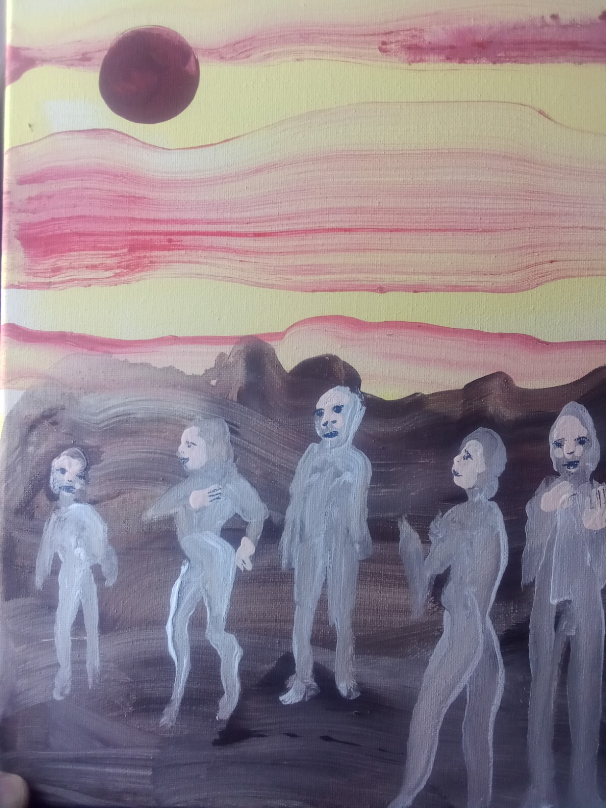 Outer space genre scene of aliens hanging out
