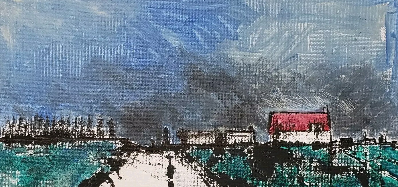 No.631 Original Abstract Modern Minimal Landscape Painting By K.A.Davis