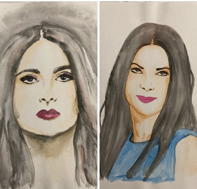 Salma Hayek Sandra Bullock portraits Bundle ORIGINAL ART W/c.Paper.6×8.Signed.