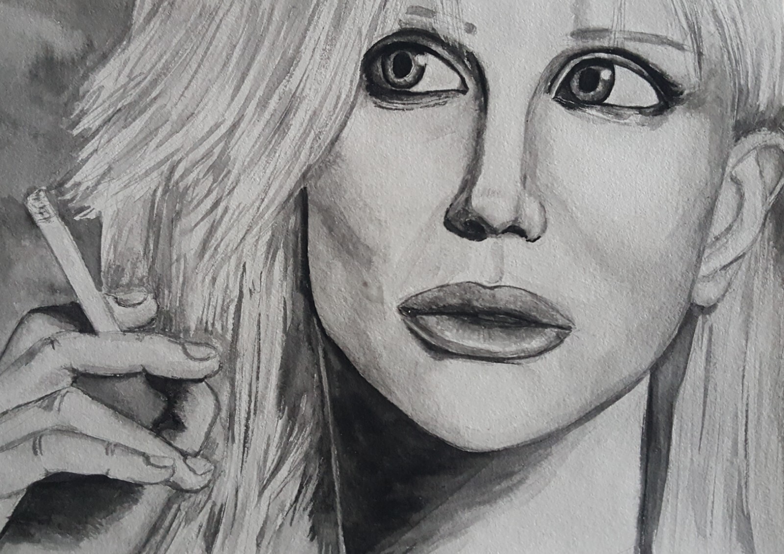 Courtney Love. Watercolor portrait by me.11.5×8.5 in. 2017