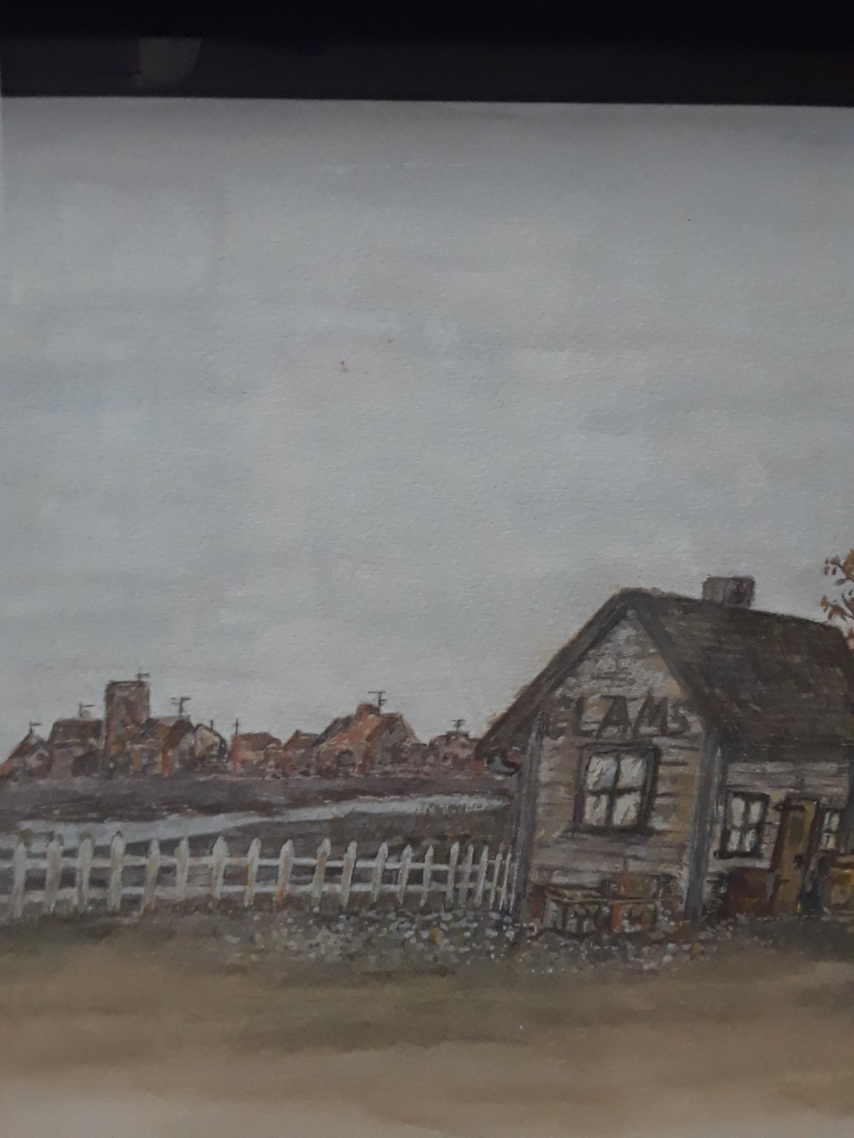 Original Acrylic Art Painting Eastern Seacoast Sign H. Crooks Framed under Glass