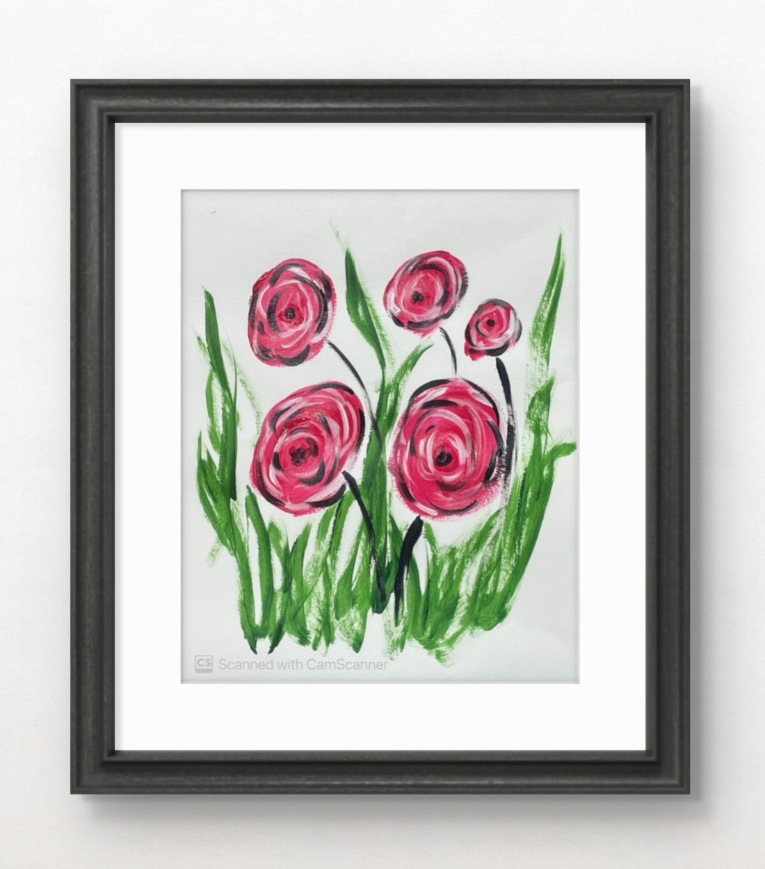 Messa Original Art: Wild Roses- Acrylic Neo Impressionism 11×14 Paper Signed Art