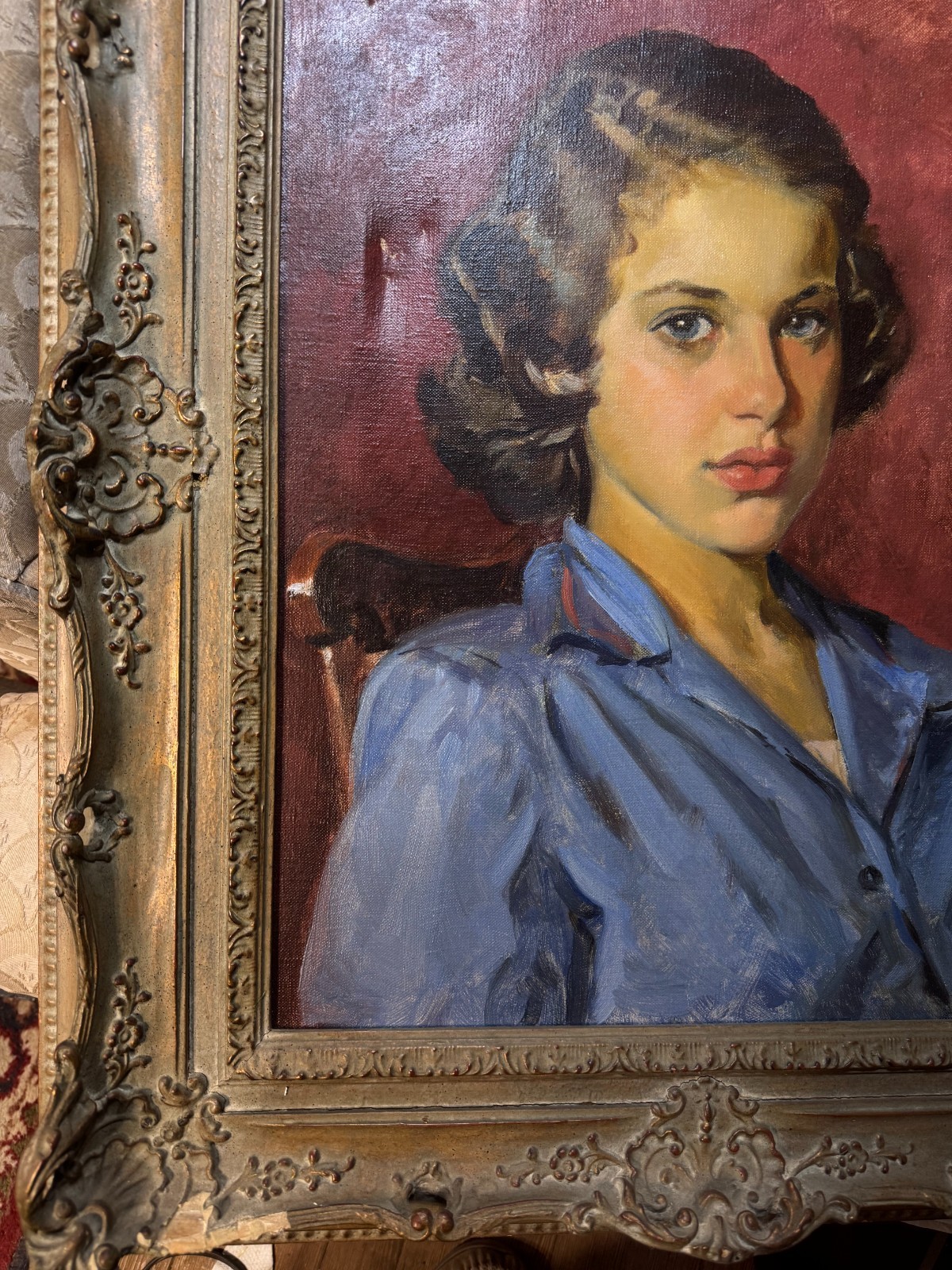 Magnificent Ben Solowey Oil «Portrait Young Woman» 49 Signed Oil Painting-Framed