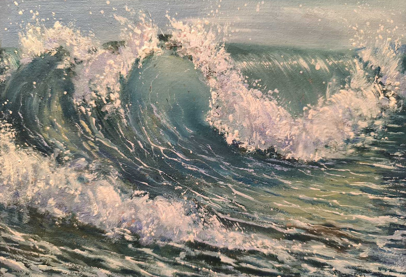 OCEAN SKY WAVES Original TEXTURED IMPASTO Art OIL Realistic Seascape Painting A5