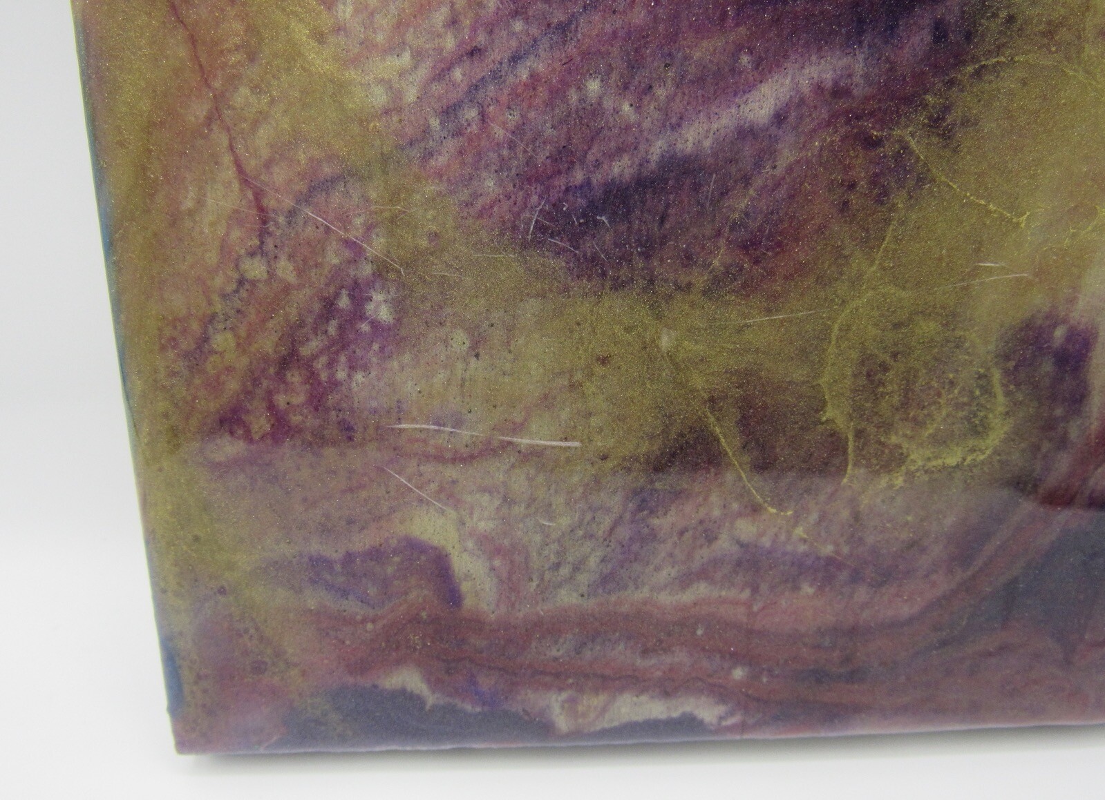 Signed Dee Dee Lantzy painting poured resin mixed media abstract pigment 6×6″