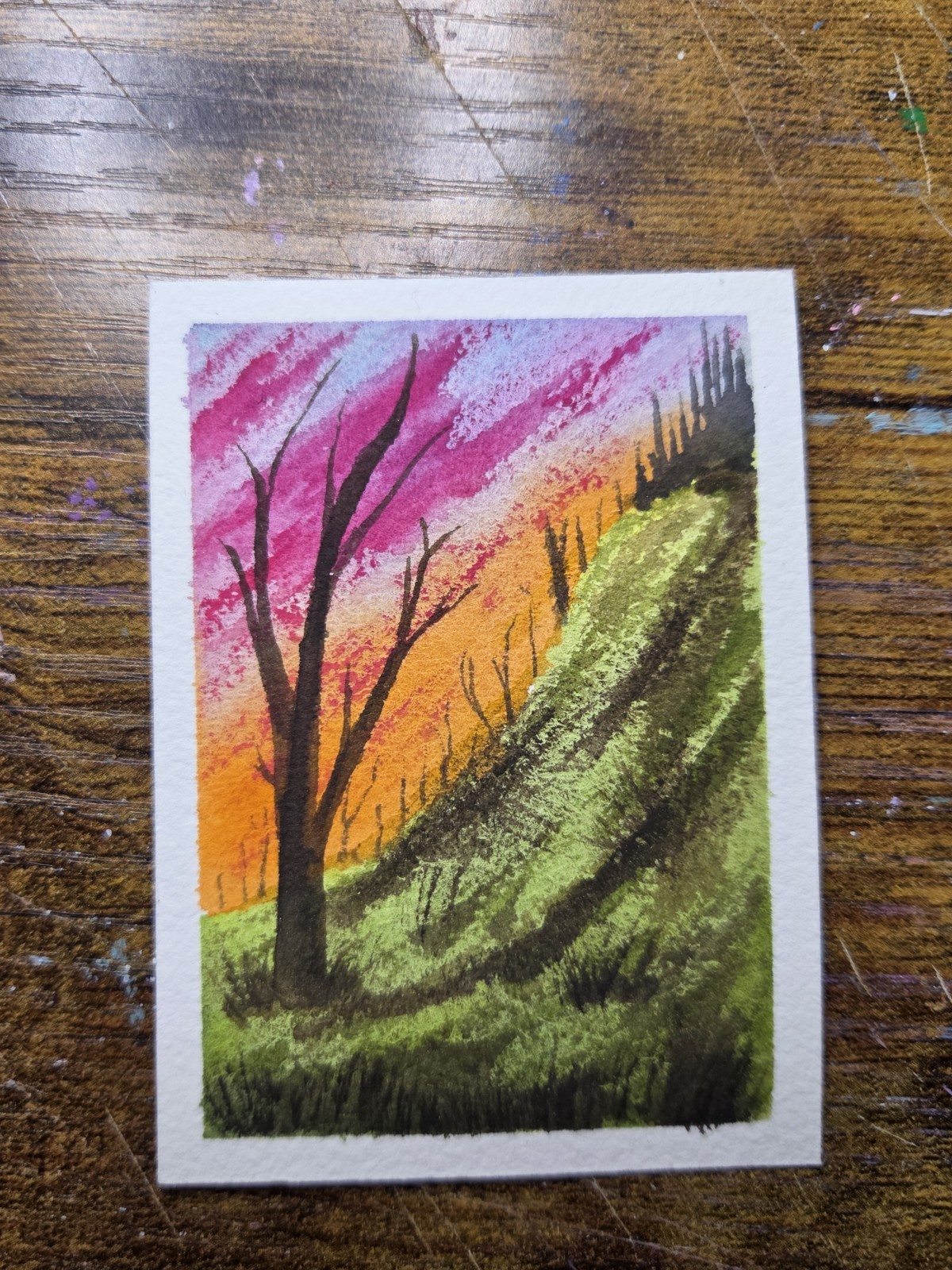ACEO Original Watercolor Series «Erie Trees» 3 of 4 2.5×3.5
