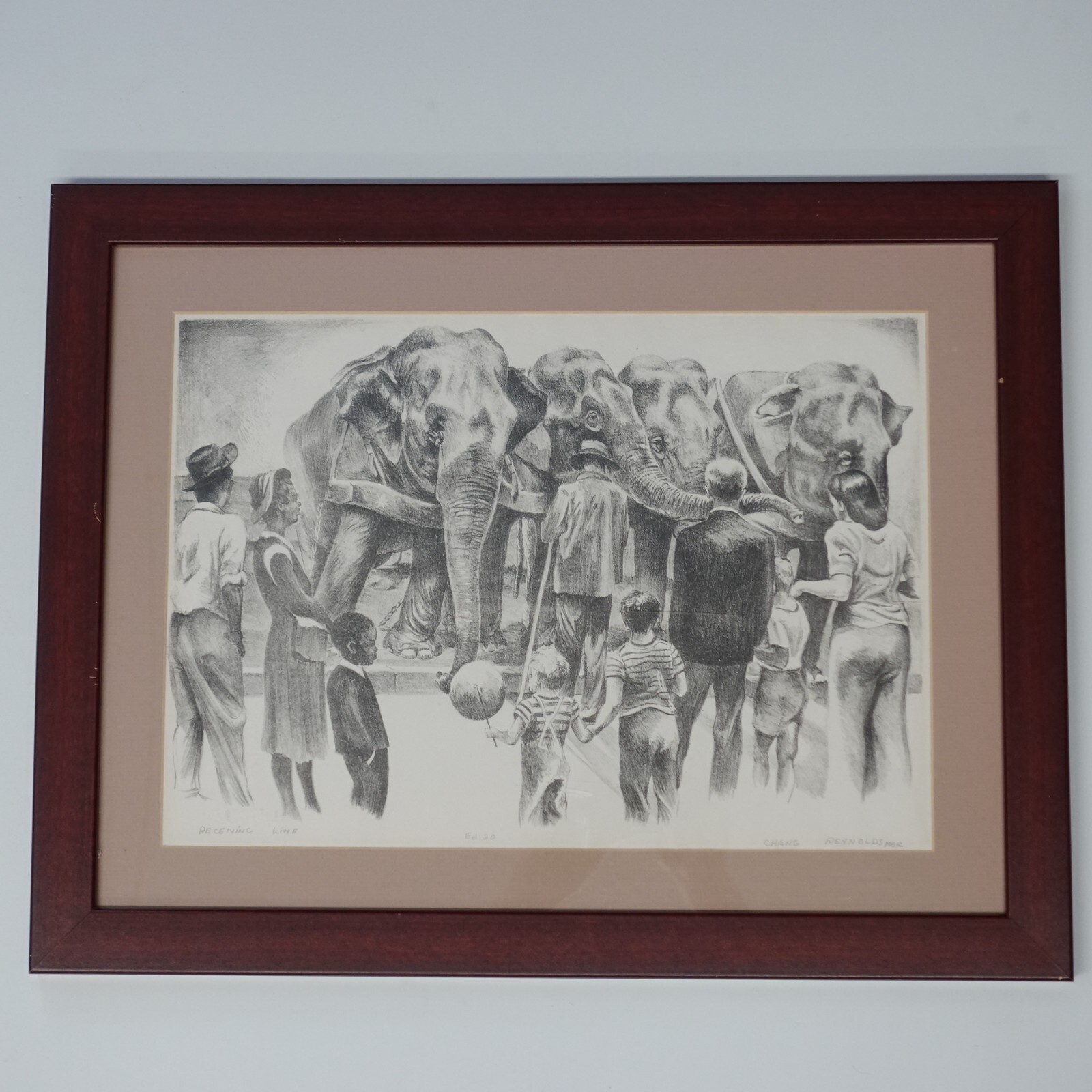 Receiving Line Chang Reynolds Ed 20 Signed MBR Circus Art Elephant Lithograph
