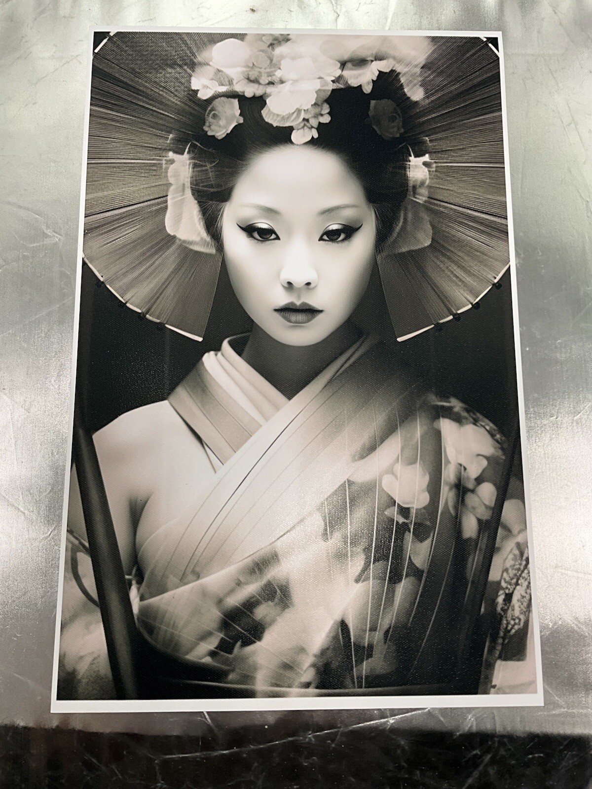 Geisha Girl Canvas Print 11”x17” Painting Woman Portrait Abstract Original