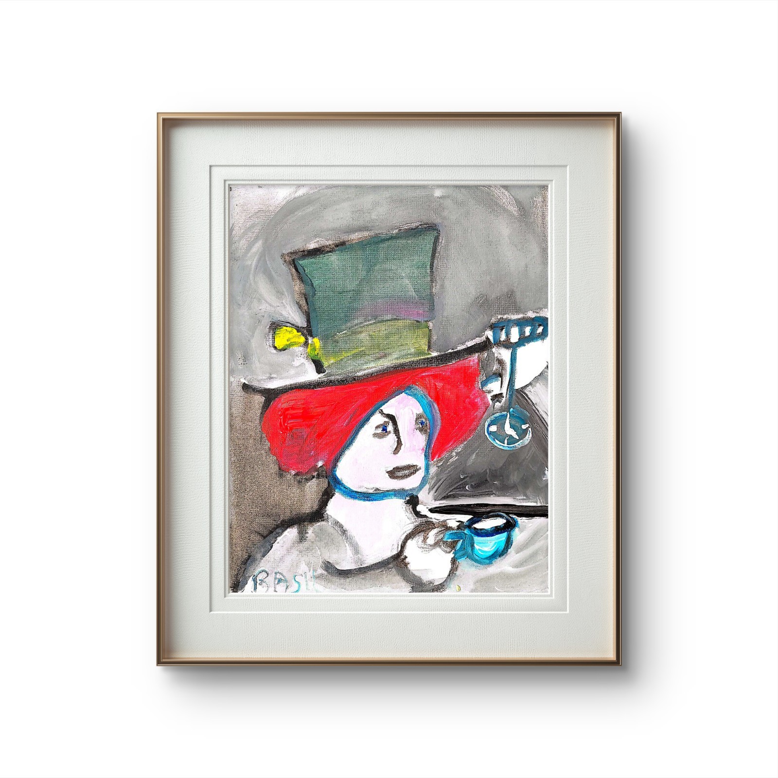 Mad Hatter At Tea Time Neo Expressionism Original Artwork on Canvas 11×14
