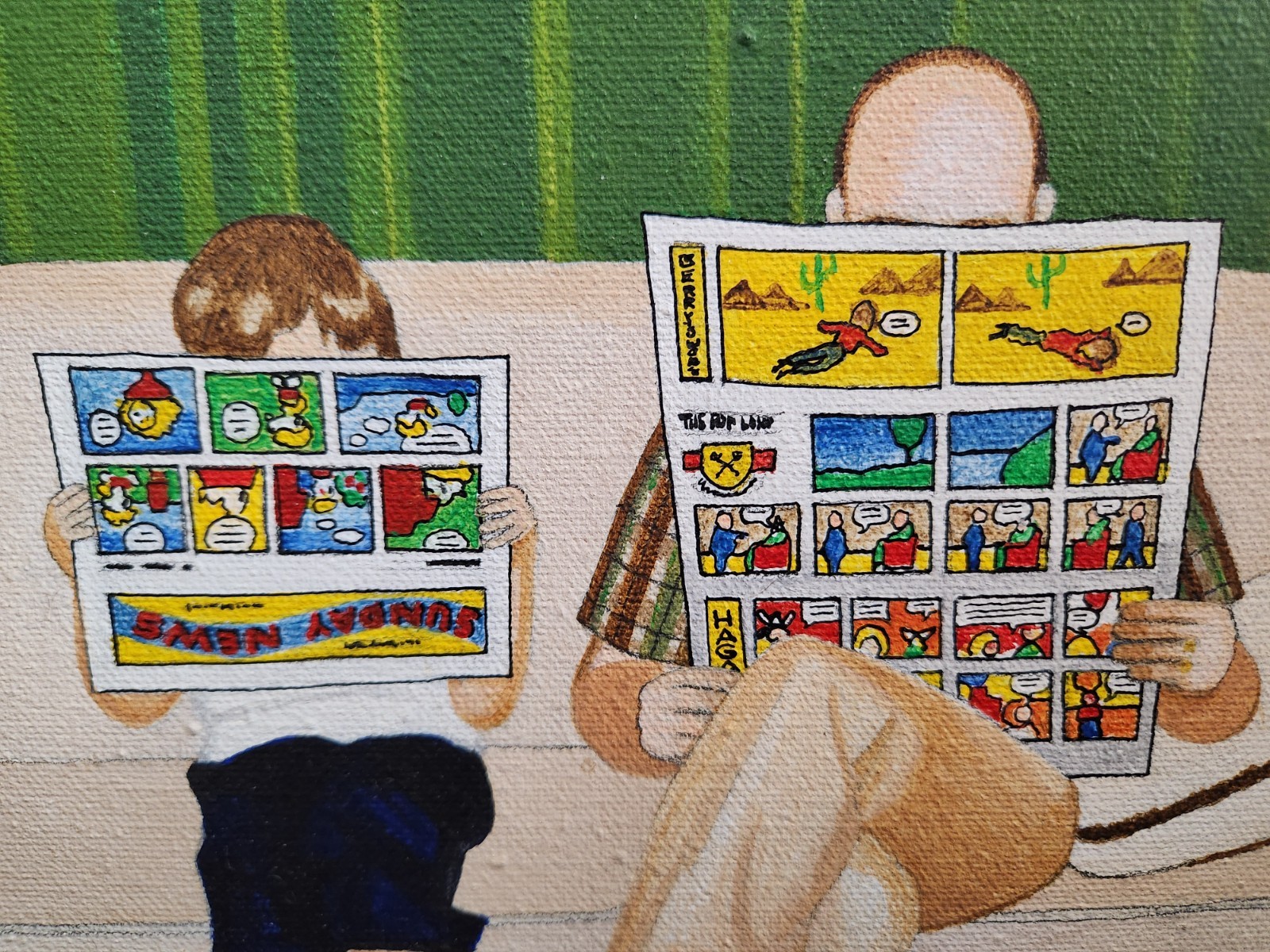 Original Oil Painting By Dick Weidman Sunday Funnies 21″ x 17″ Comic Cartoonist