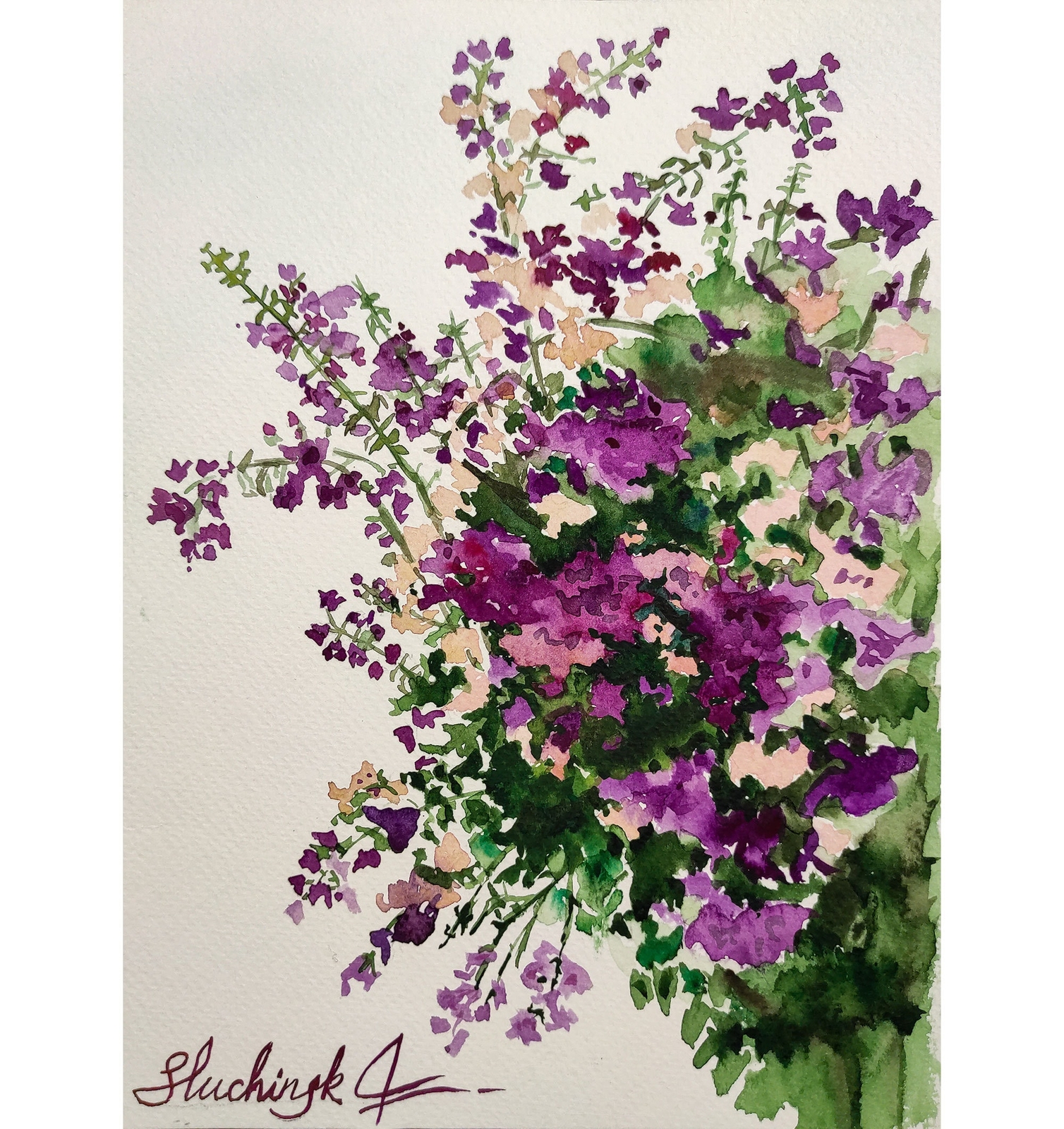 Bougainvillea Painting Purple Watercolor Original Art Botanical Floral Wall Art