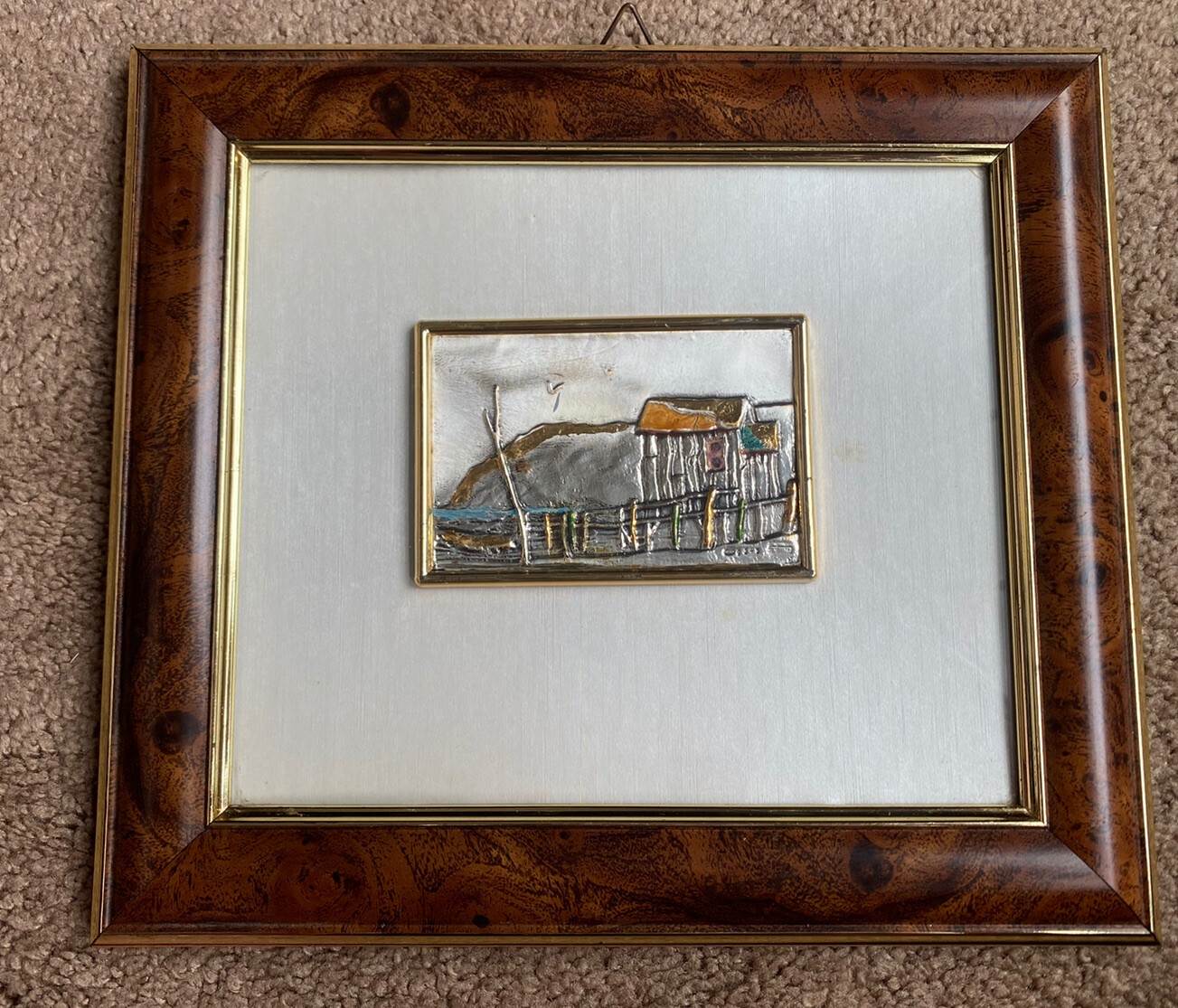Small QUADRO FRAME TIEMME Sterling 925 SILVER AND 22K GOLD ROMA 9.5″ x 8.5″