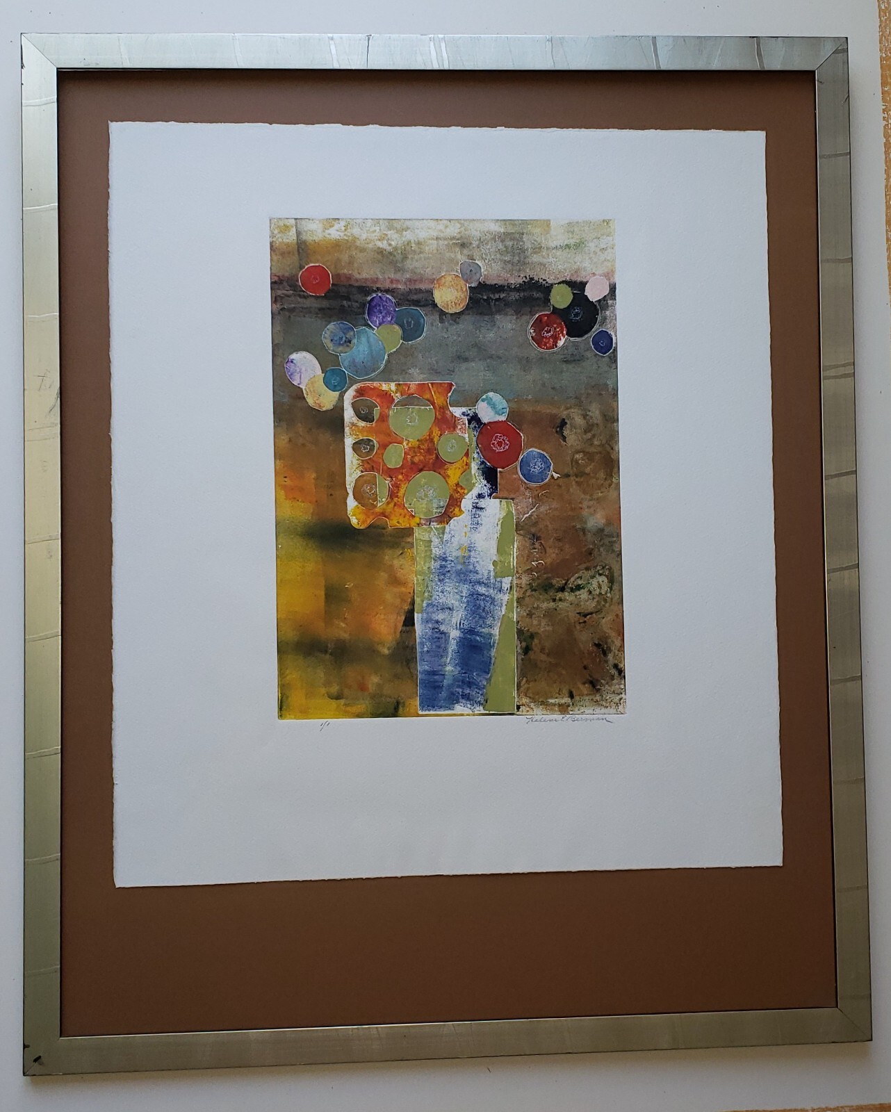 HELENE BERMAN Scarce OOAK Mixed Media Artwork by this Fashion Icon Pencil Signed