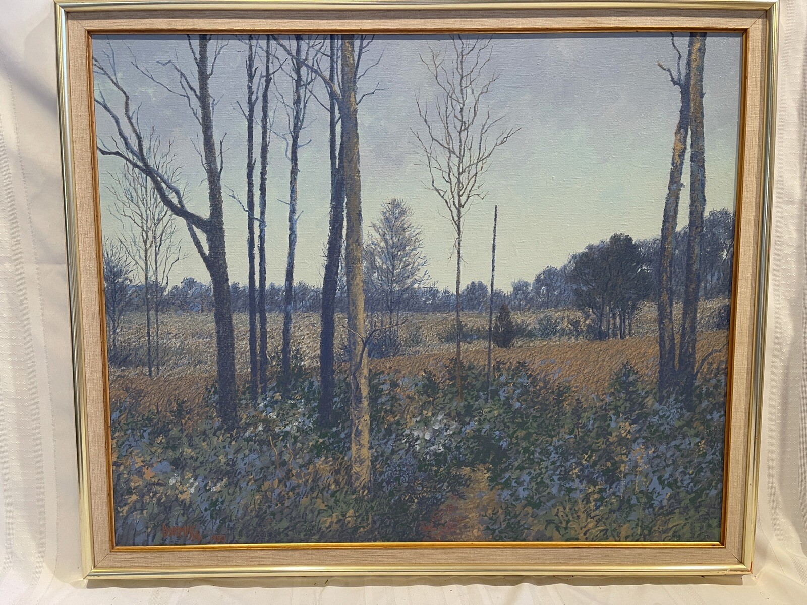 Path at Dusk Durwood Dommisse Landscape Oil on Canvas Painting 32×26 Framed 2508