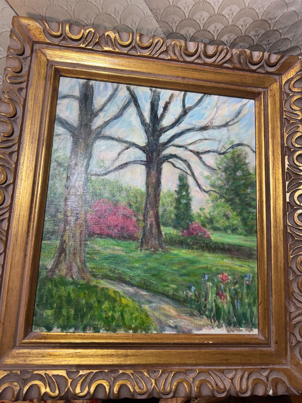 Richard A Schmueckle (1903 – 1988) «Park Landscape Scene»- Oil Painting – Framed