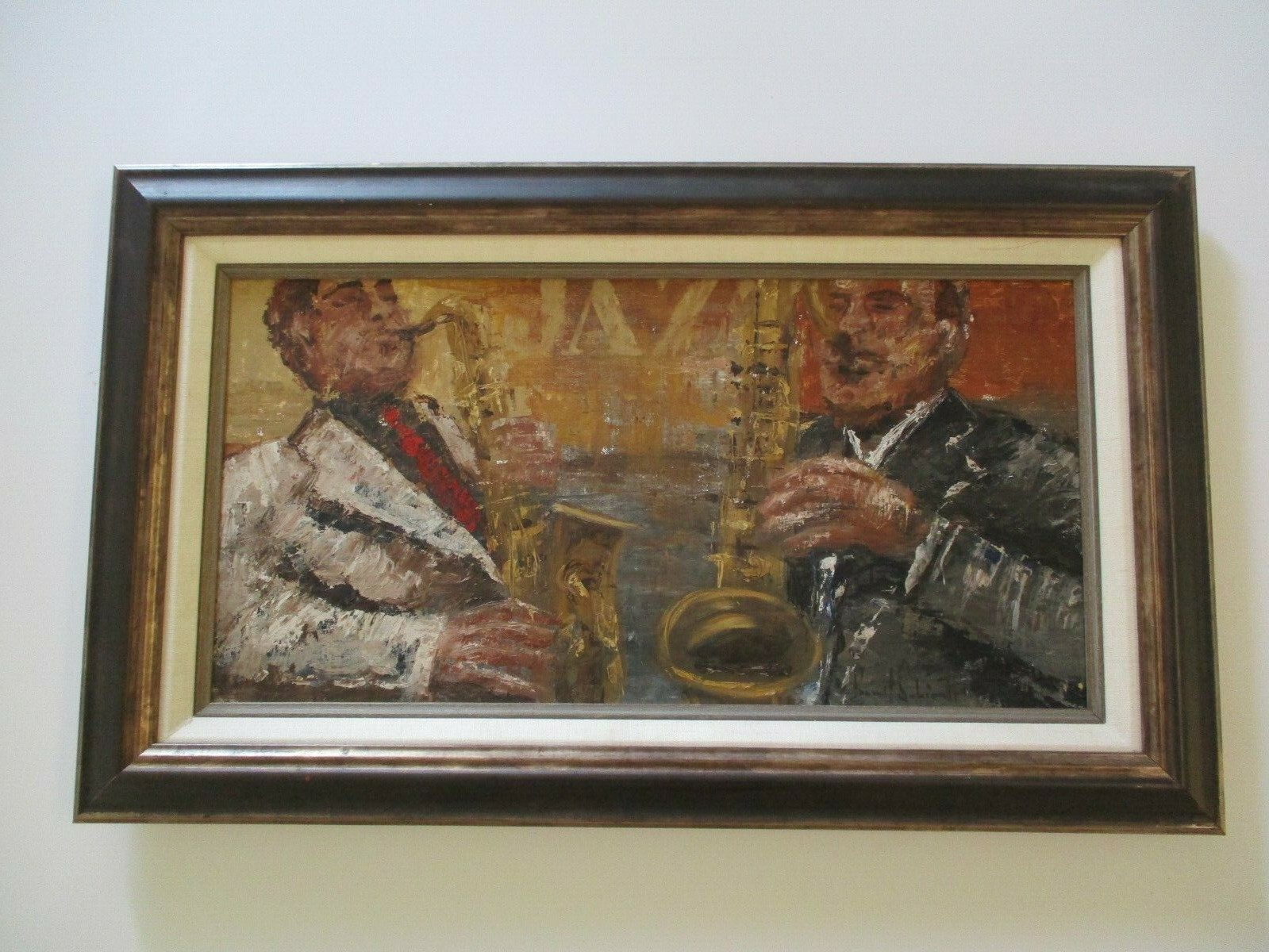 MYSTERY PAINTING VINTAGE JAZZ IMPRESSIONISM MUSICIAN BAND PORTRAIT MUSIC