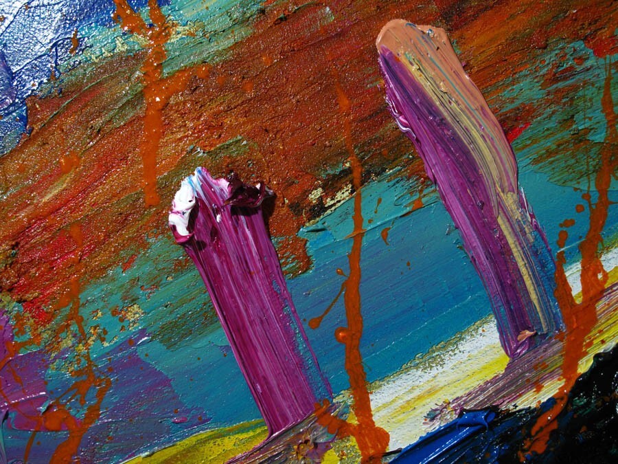 SIGNED ABSTRACT FLOWERS FLORAL█ORIGINAL█OIL█PAINTING█OUTSIDER█IMPRESSIONISM ART