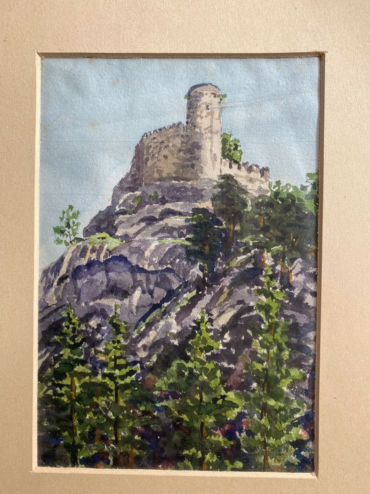 ::G. PLUTHNER WATERCOLOUR KYNASTBURG CHOIJNIK HIRSCHBERG GIANT MOUNTAINS AROUND 1920