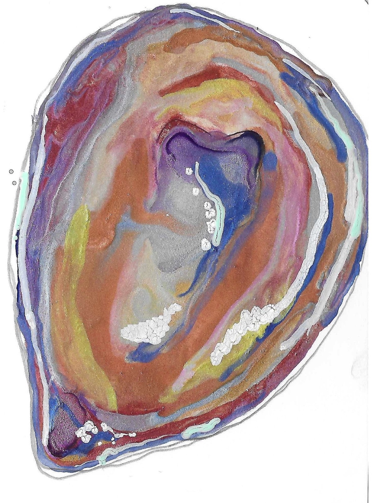 ACEO Oyster Watercolor Painting «Gay Little Oyster» Pride Series 4/100