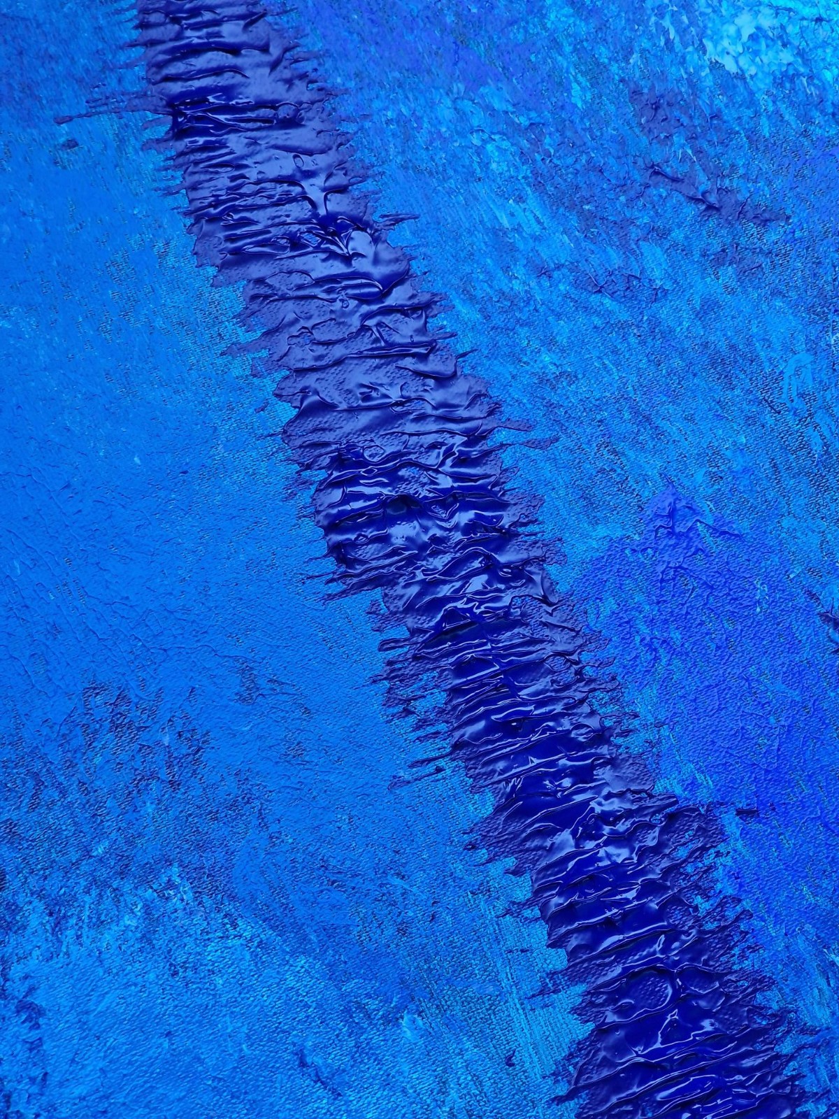 One-of-a-Kind Blue ColorField Luxury Textured Abstract Canvas Art 55×30 in