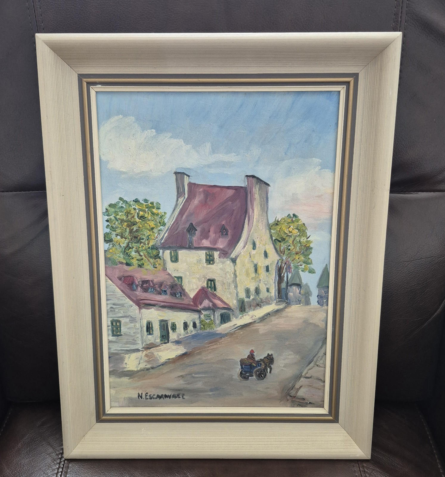 Original Framed Canvas [N. Escaravage] Conroy Street Quebec City