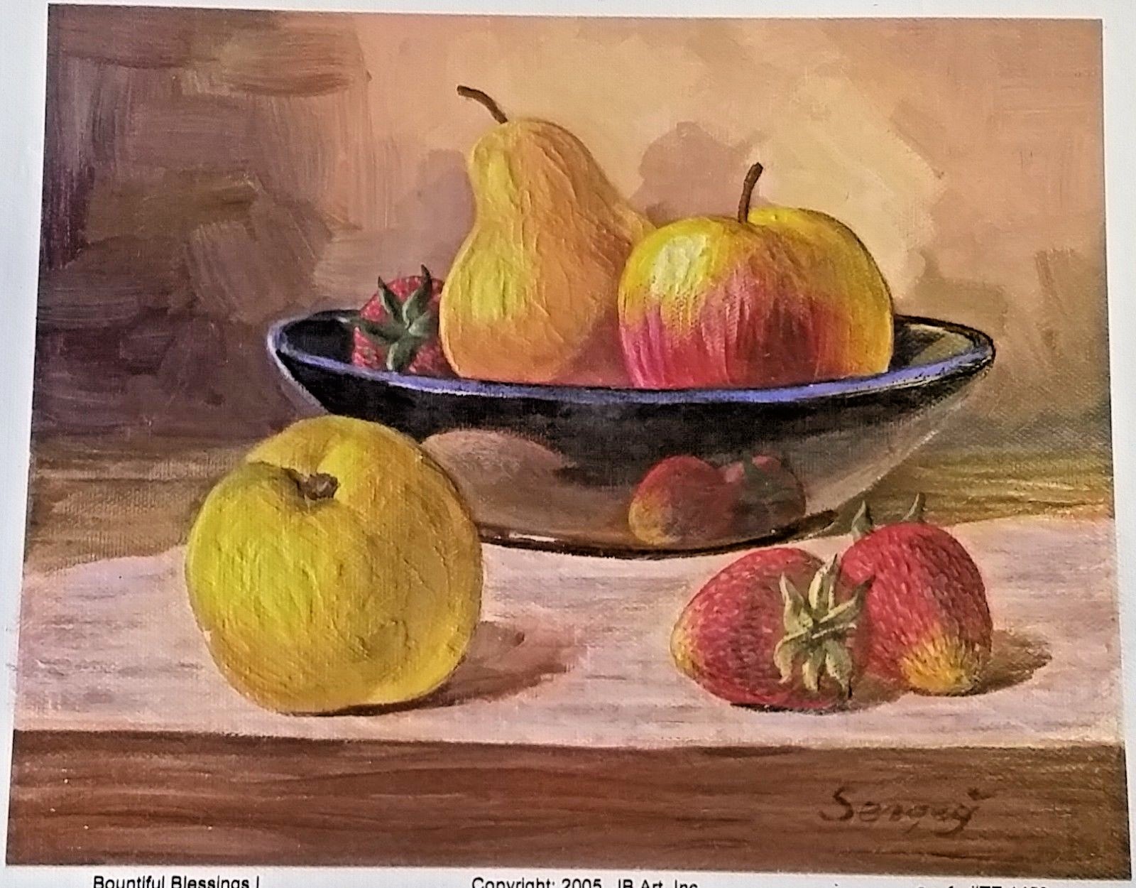 Bountiful Blessings Lithograph Painting on Canvas Signed Art Thanksgiving Decor