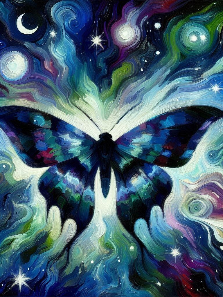 Blue Moon Moth Print ACEO ATC
