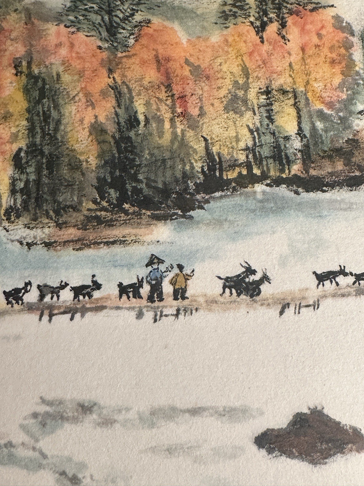 Chinese Landscape – Ink & Wash Watercolor Painting On Rice Paper Signed 13 X 18