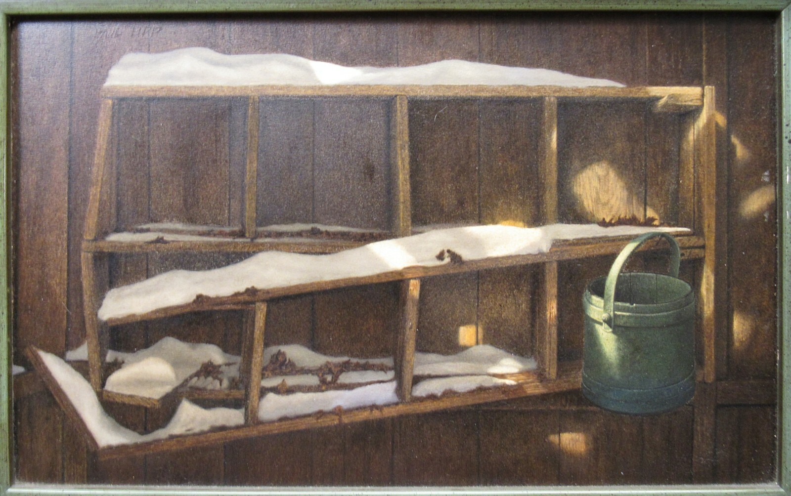 Paul Lipp Realist Still Life Ptg of Snowy Old Barn Listed Connecticut Artist