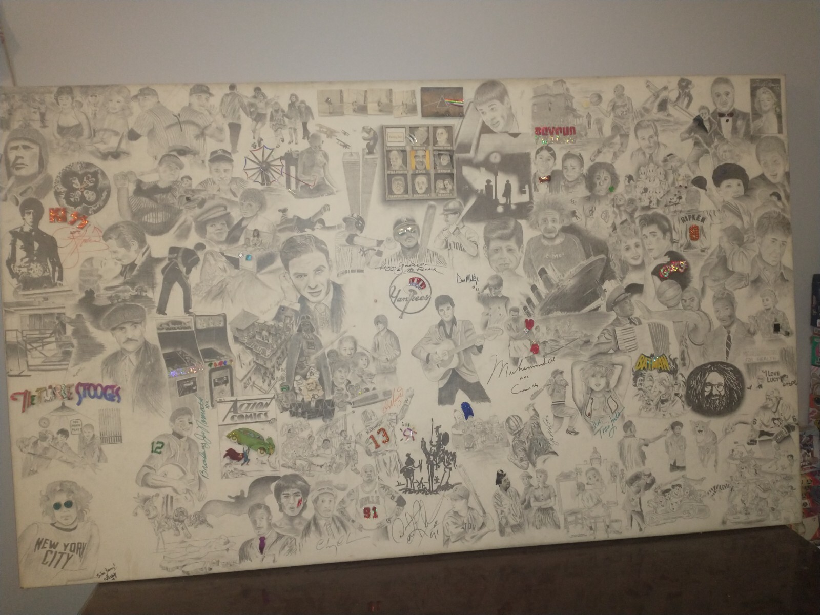 Pop Art Collage on Canvas titled «20th Century» comes with celebrity signatures