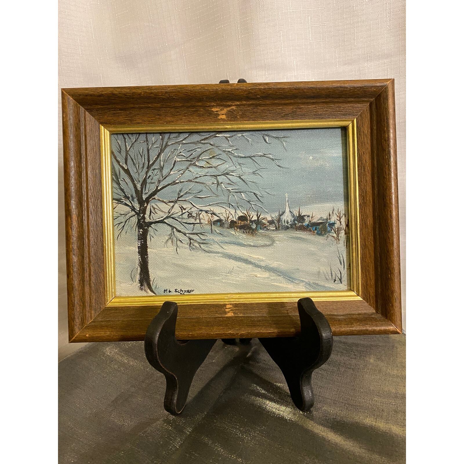 Mini 5 X 7 Oil Painting on canvas Artist M.b. Schauer 1970. Chapel in the Valley