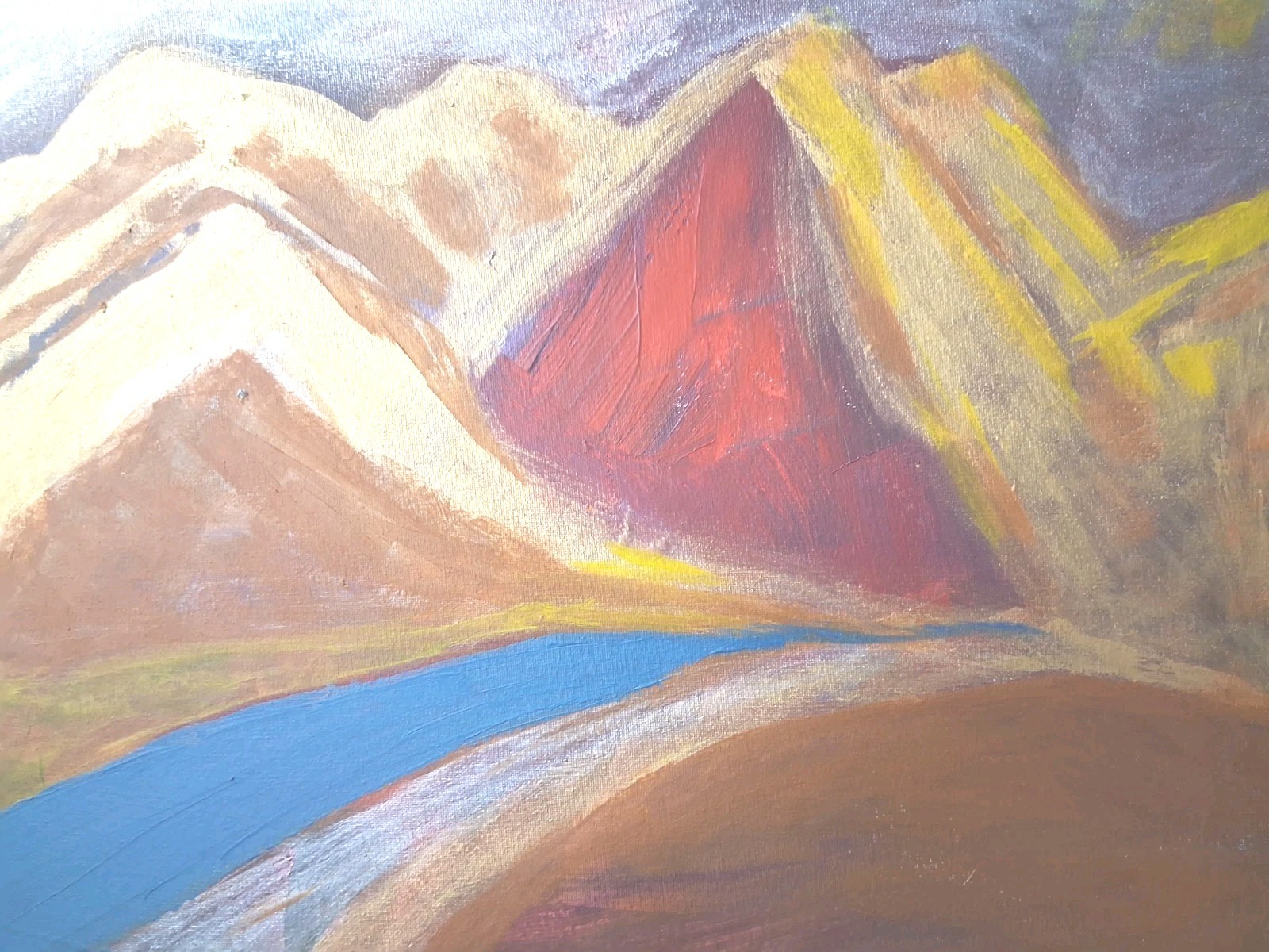 Original Art Painting Acrylic Canvas 20″ x 16″ Modern Abstract Mountain Range