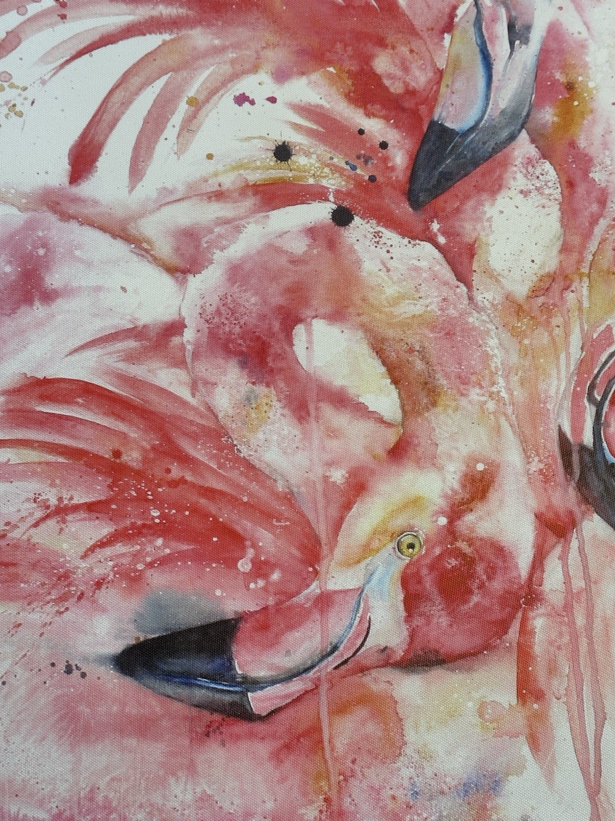 «PINK FLAMINGOS» Modern, Abstract PAINTING REPRO on CANVAS. Bold DOPAMINE DECOR