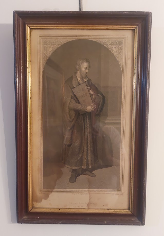19th Century Lithographic Print «Teacher of Germany» by Paul Barthel Framed