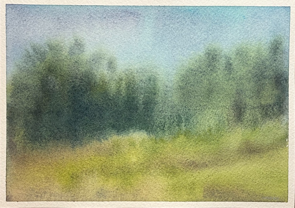 Original Abstract Watercolor Painting Nature Landscape Forest – 5×7 inches
