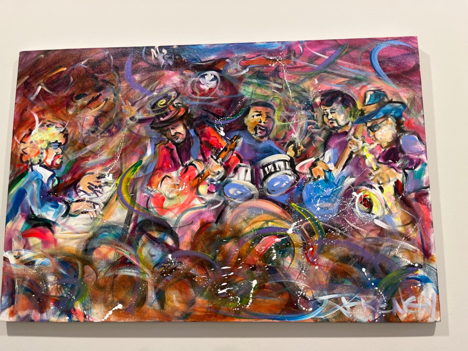 Original Mardi Gras Acyrlic on canvas Live Painting by Frenchy