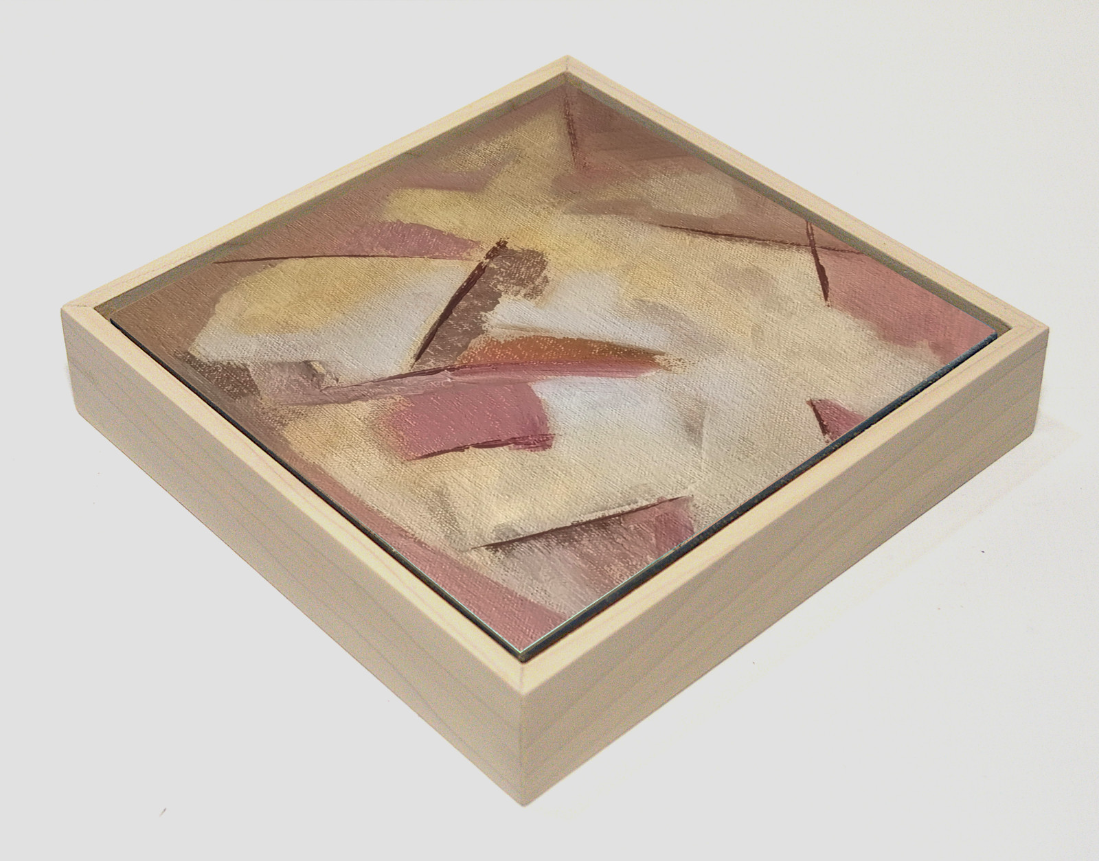 Warmth and Structure, Original Abstract Oil Painting Framed Modern Geometric Art
