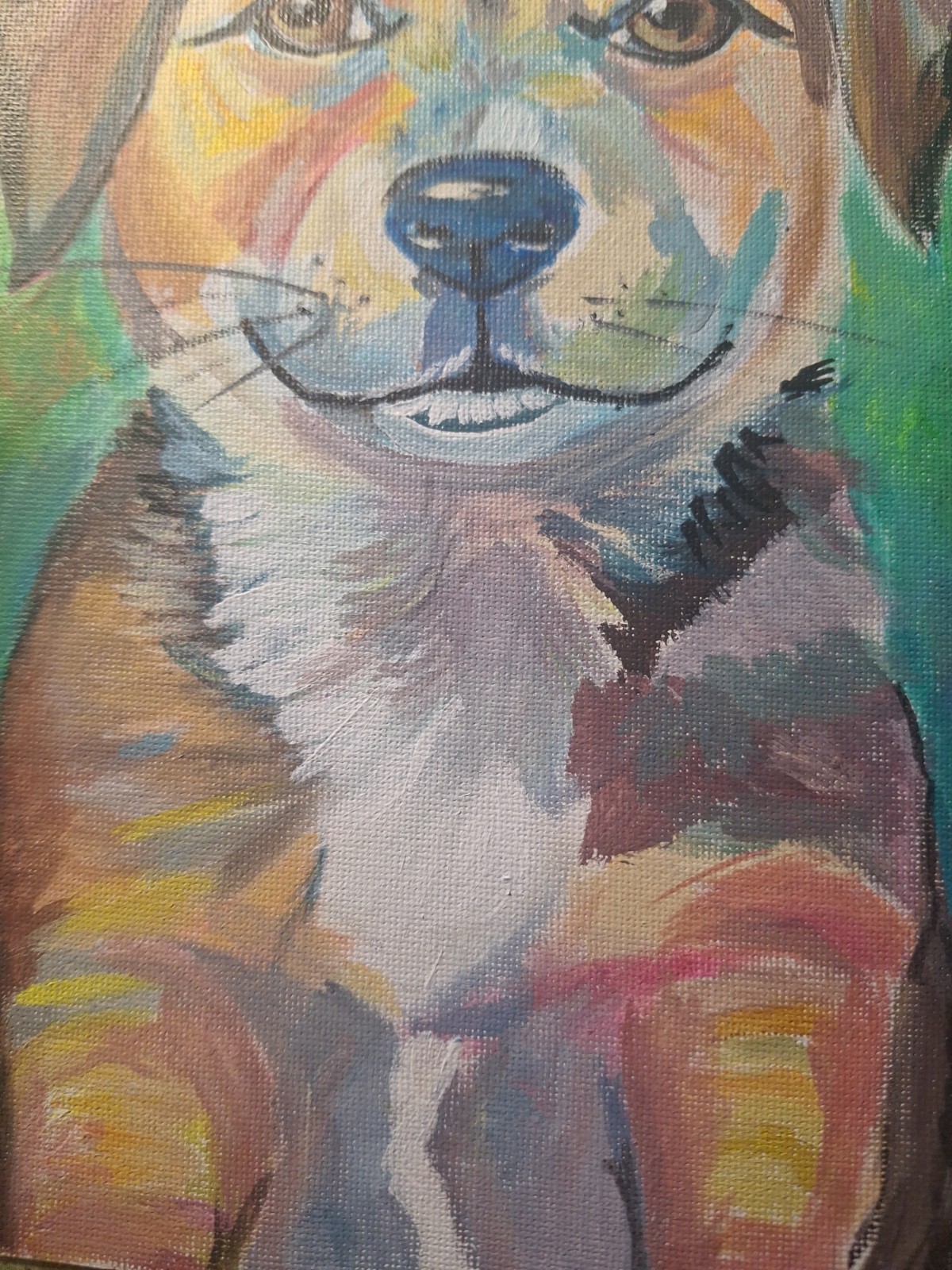 Original Impressionist Puppy Acrylic 9×12 Painting On Canvas Paper